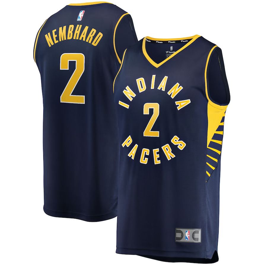 Men Indiana Pacers 2 Andrew Nembhard Fanatics Branded Navy Fast Break Replica NBA Jersey